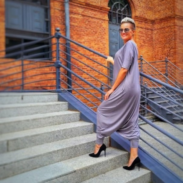 Kombinezon śpiochowy krótki rękaw szary