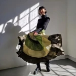 Spódnica  maxi z falbanami khaki 