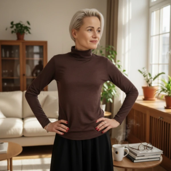 Bluzka z golfem basic czekolada