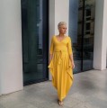 Ryba_sukienka_dzianina_wiskoza__codzienna_specjalne_okazje_wyjątkowa_dekolt_rogi_pas_bananowy