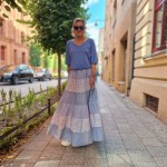 Spódnica  maxi z falbanami błękit 
