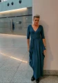 Sukienka z rogami ciemny turkus – zdjęcie 3