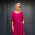 Bluzka reglanowa dekolt V fuksja – zdjęcie 5