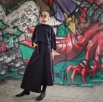 Spódnica kopertowa z kieszenią czarna dresówka 