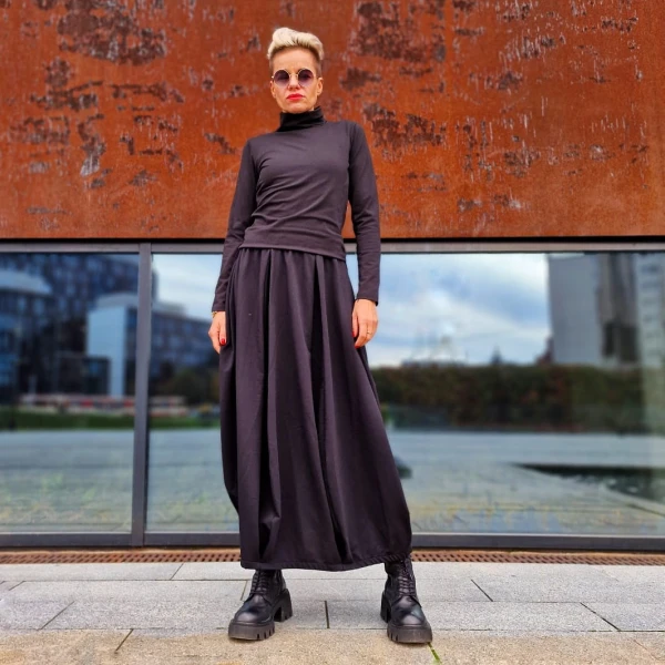 Spódnica bombka  dresówka czarna
