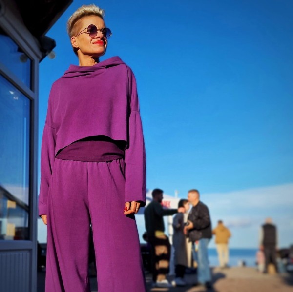 Bluza z kapturem dresówka  fiolet