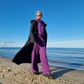Bluza z kapturem dresówka fiolet – zdjęcie 3