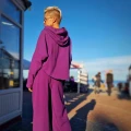 Bluza z kapturem dresówka fiolet – zdjęcie 6