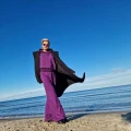 Bluza z kapturem dresówka fiolet – zdjęcie 8