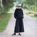 Spodnie kuloty z kieszeniami bawełniane czarne