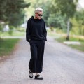 Spodnie kuloty z kieszeniami bawełniane czarne – zdjęcie 2